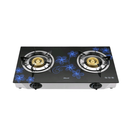TEMPERED GLASS 2 BURNER TABLE TOP GAS STOVE
