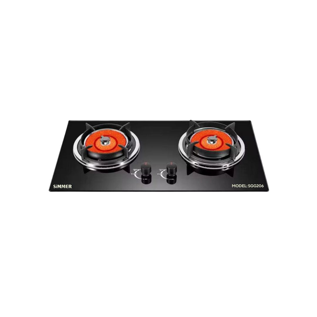Glass GAS HOB Builtin 2 burner INFRARED gas hob